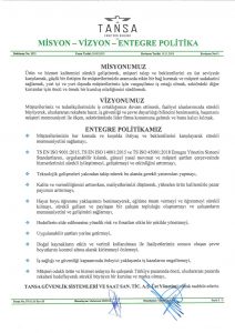 Misyon  - Vizyon - Entegre Politika